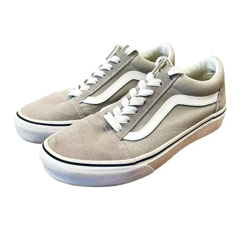 Vans Off the Wall unisex suede leather lace-up sneaker SZ 6.5 women gray white